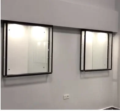 Retail High End Cell Phone Display Showcase Illuminated Wall Mounted OEM Fashionable Store ,Lockable Wall Display Glass Showcase