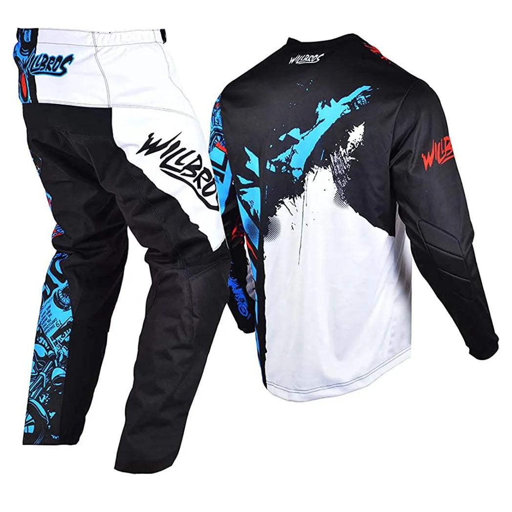 Custom motocross pants and shirt set Breathable motocross jersey Lightweight stretch pants Sublimation printed  auto racing wear