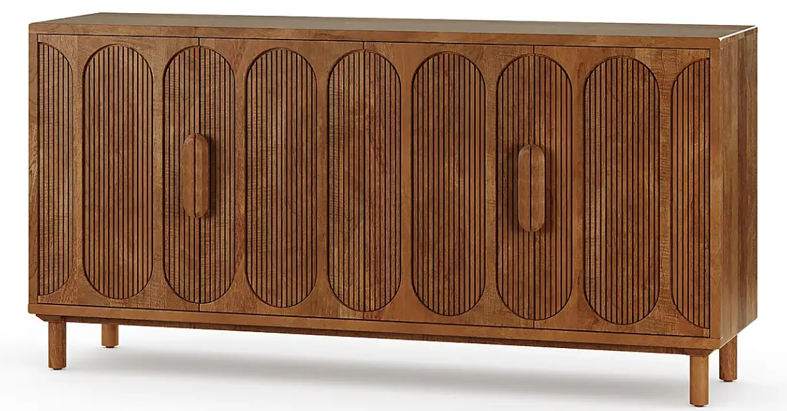 Top Quality Solid Wooden Sideboard Storage Cabinet Honey / Walnut Finish Mango Wood Sideboard for Home Dining Room Hotel