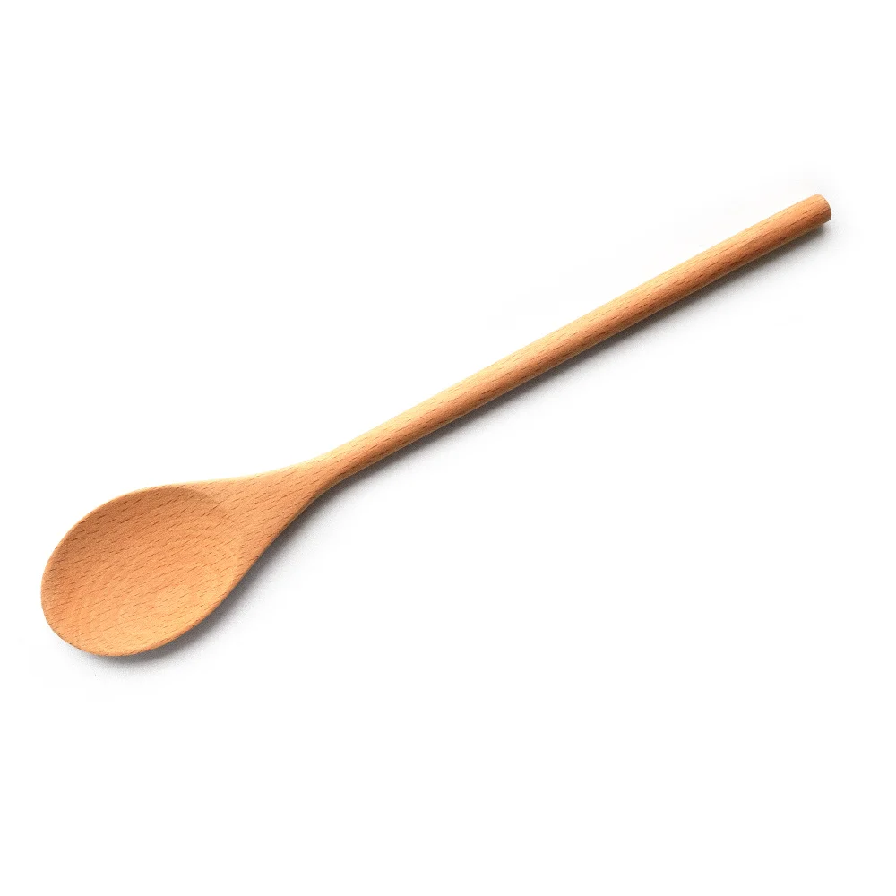 Kitchen Non Stick Resistance Bamboo Mixing Handcraft Spoon with Long Handle Biodegradable Beech Cooking Utensils Spoon