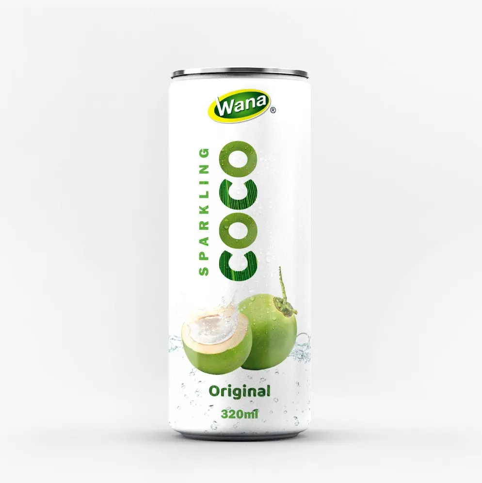 Private label/OEM/ WANA brand-Wholesales Canned Sparkling Coconut water from Beverage Manufacturer 320ml