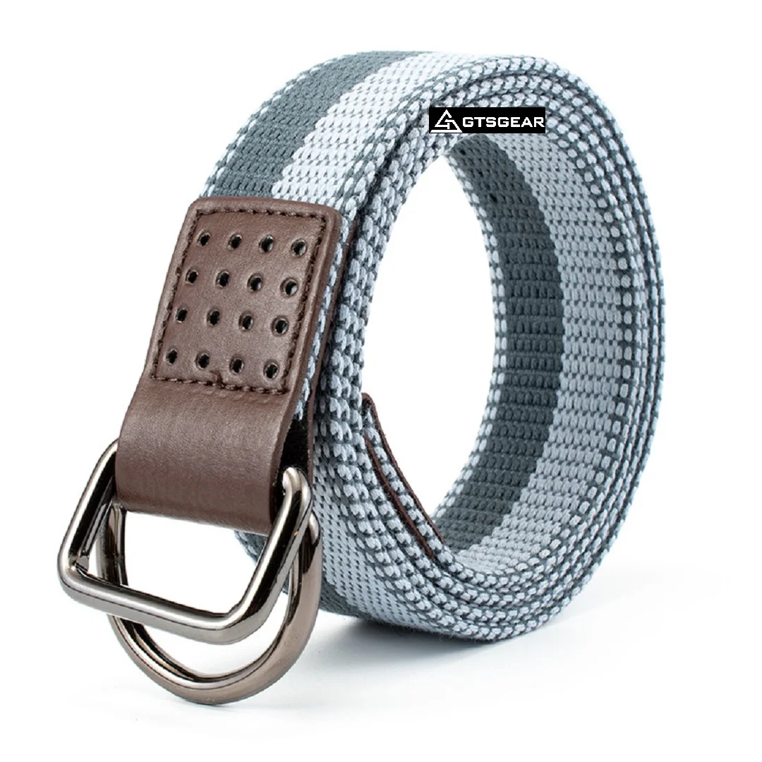 BL92 Double D Ring decorative Fashion belt for women men casual Alloy Buckle woven belt double ring buckle outdoor sports belt