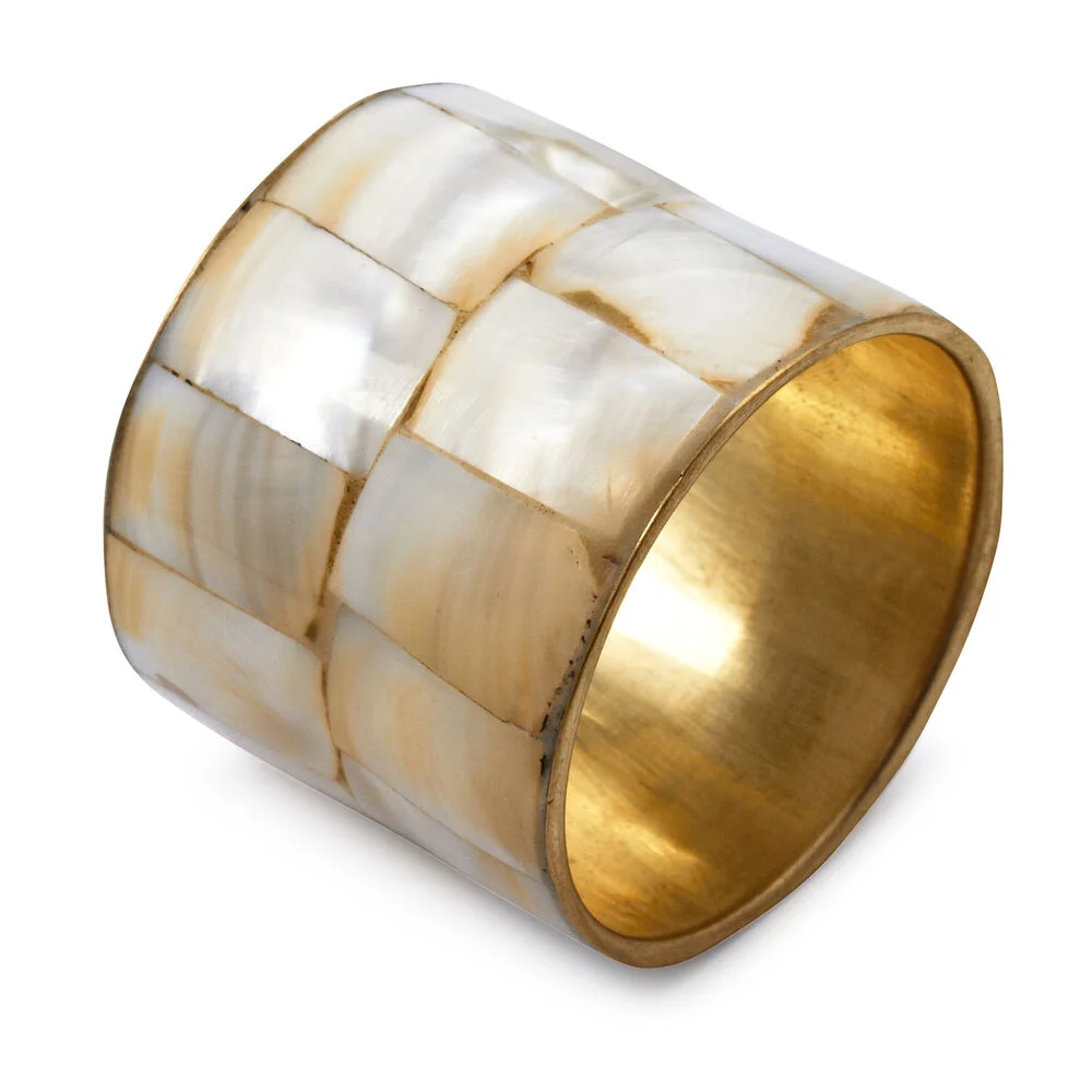 Best Mother of Pearl Inlay Tableware Napkin Ring Dinning Table Decorate with gold MOP Napkin Rings MOP Brass Napkin Ring Plating