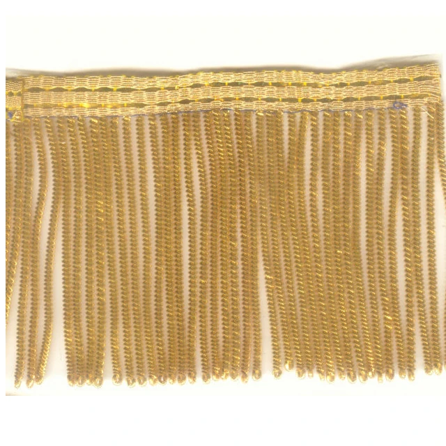 OEM Wholesale French Gold Fringe Top Quality Custom Gold Wire Tassel Fringe High Quality Metallic Bullion Fringe Textile Trim
