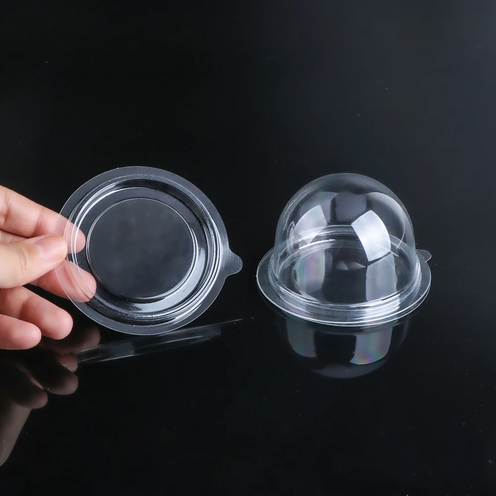 Hengmaster mini small plastic clear round moon cake cupcake box with dome western cake biscuits round egg yolk crisp