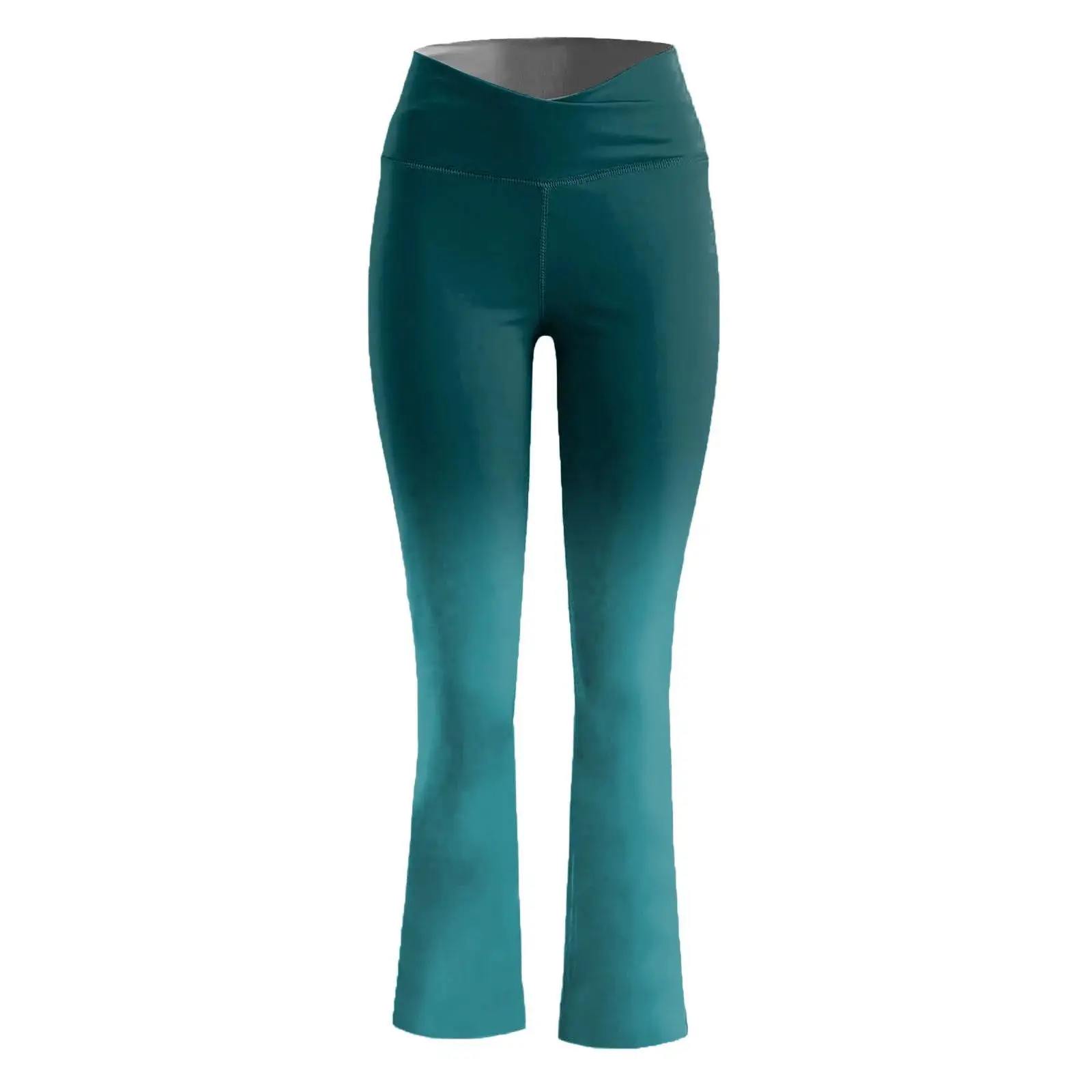 Wholesale Fashionable Crossover Waist Flared Hem Printed Soft Stretchy Yoga Pants Gym Fitness Aerobics workout Legging for Women