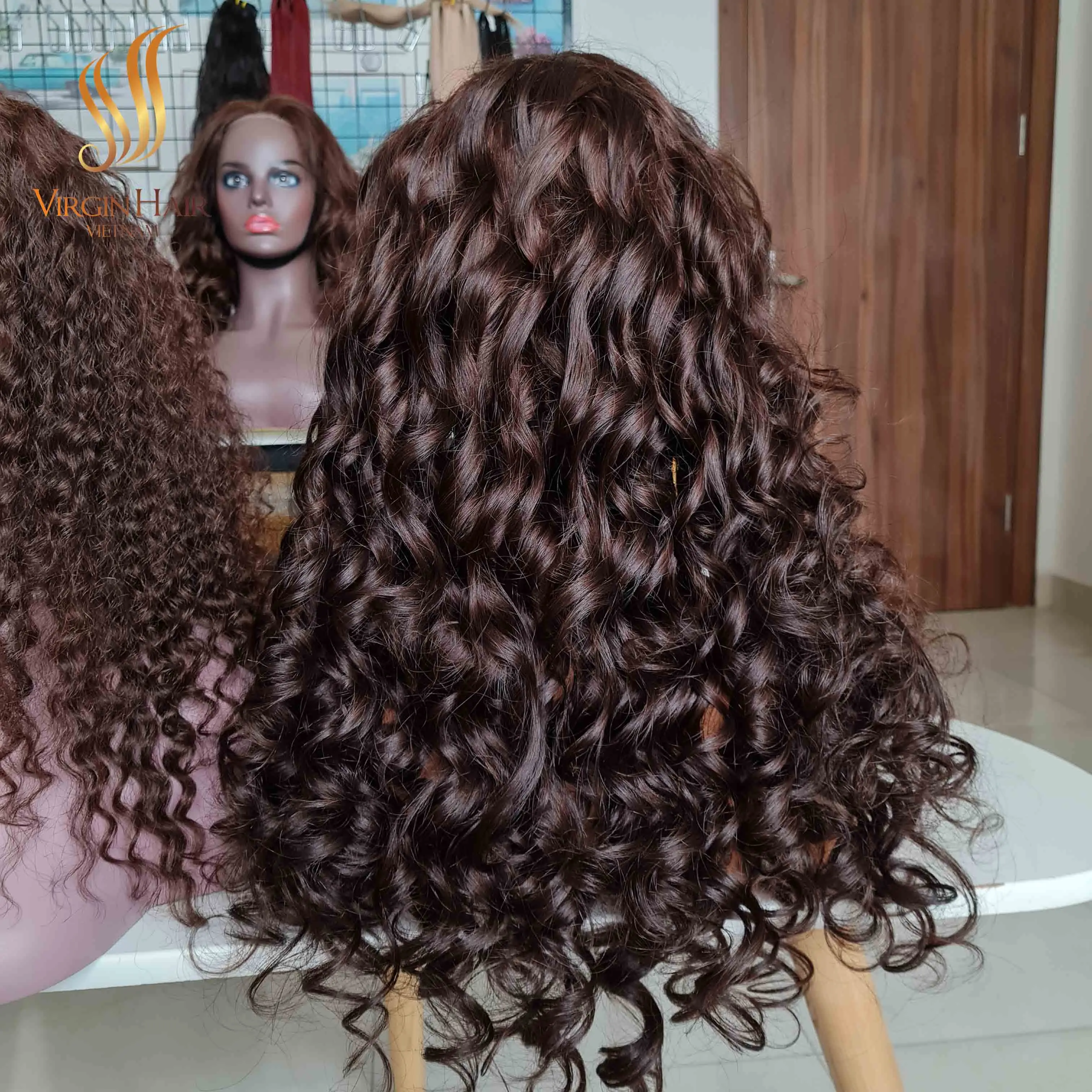 [ Cheap Human Hair Wigs ] Double Drawn Bouncy Curls Human Hair Extension From Virgin hair Vietnam