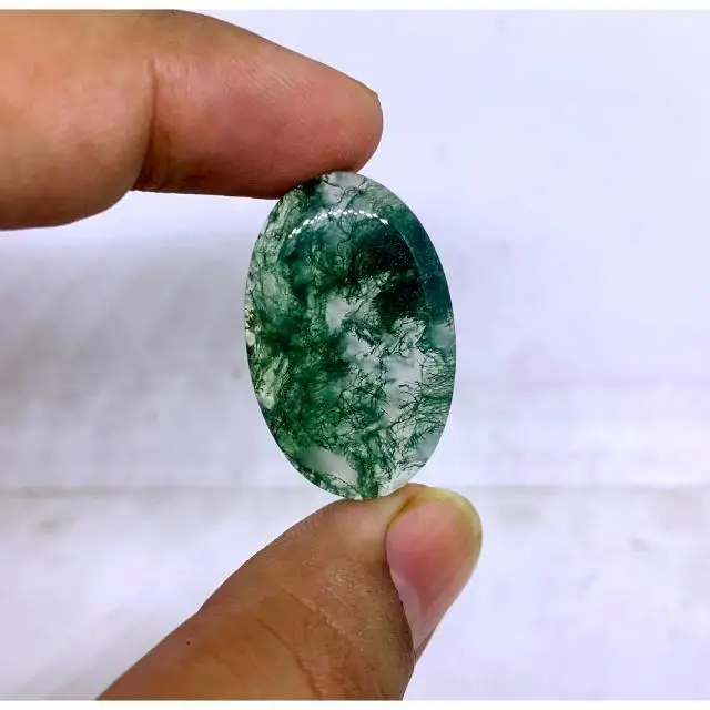 Authentic Crystal Best Quality Natural Moss Agate Gemstone  Cabochons  Cabochons for Jewelry Flat Back High Grade Cabochons