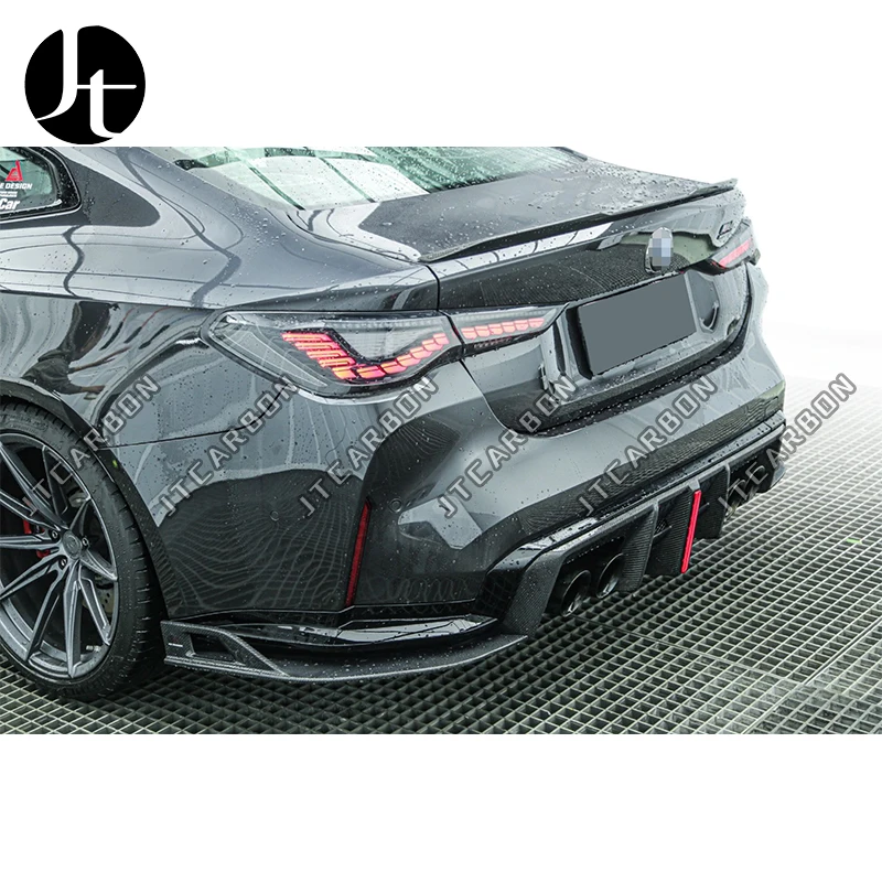Для BMW M3 G80 M4 G82 G83 карбоновый автомобильный диффузор заднего бампера задние разветвители с подсветкой спойлер задняя губа Комплект кузова