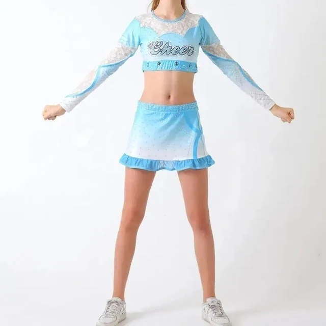 Customizable Cheerleader Uniforms for Adults Rhinestone and Printed Design Spandex Polyester Material OEM Service Available