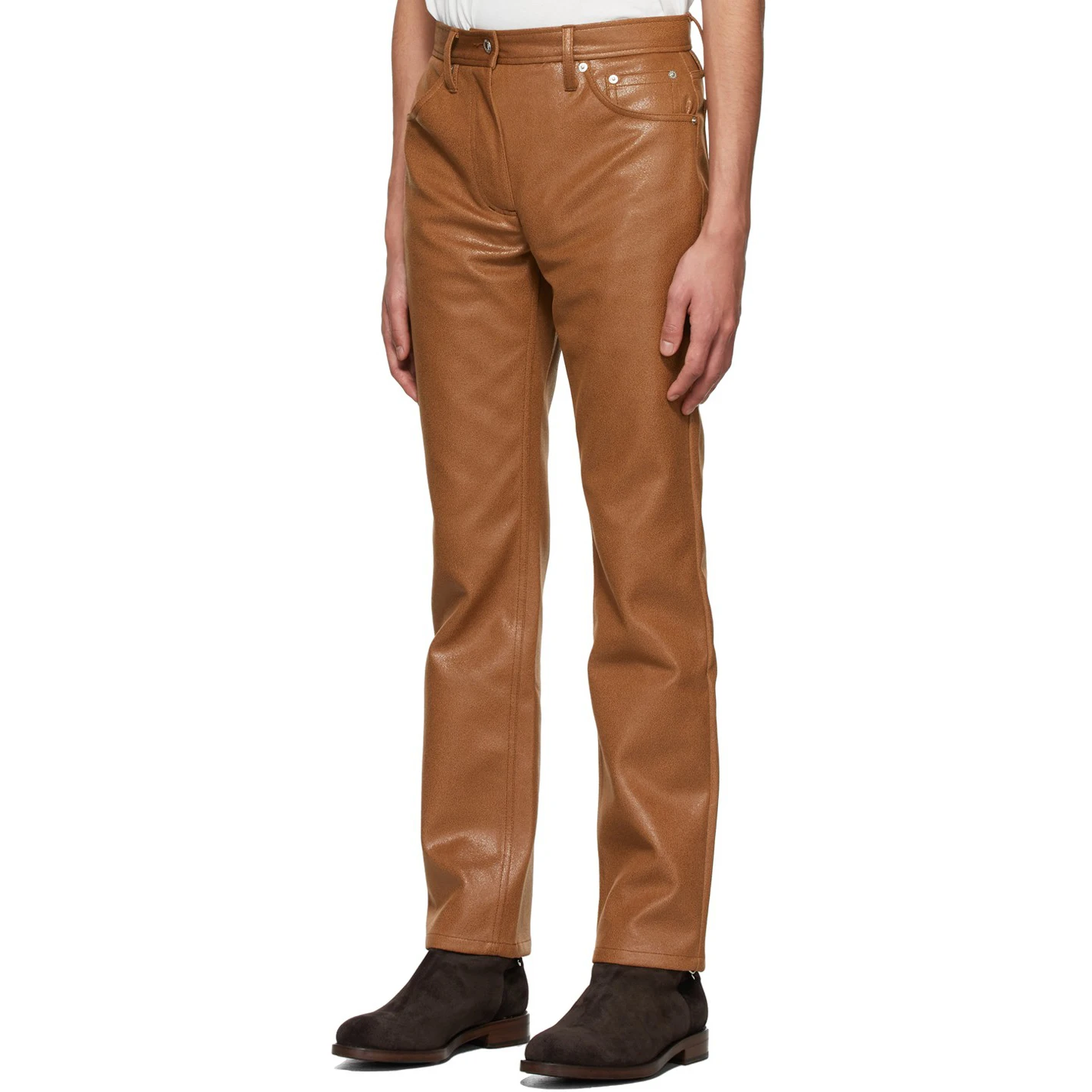 Wholesale New Men Leather Pants Superior Elastic Male Fashion Motorcycle Faux Leather Pants