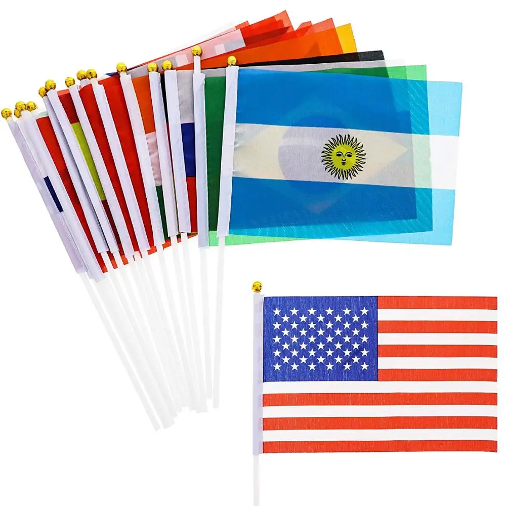Polyester World Soccer Cup Custom Printed National Hand Flags