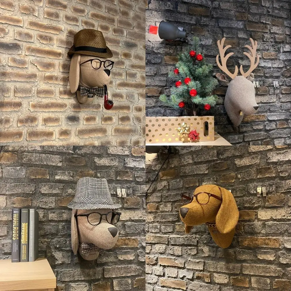 Modern art fabric animal head sculpture wall mounted color  model resin animal statue crafts home decoration