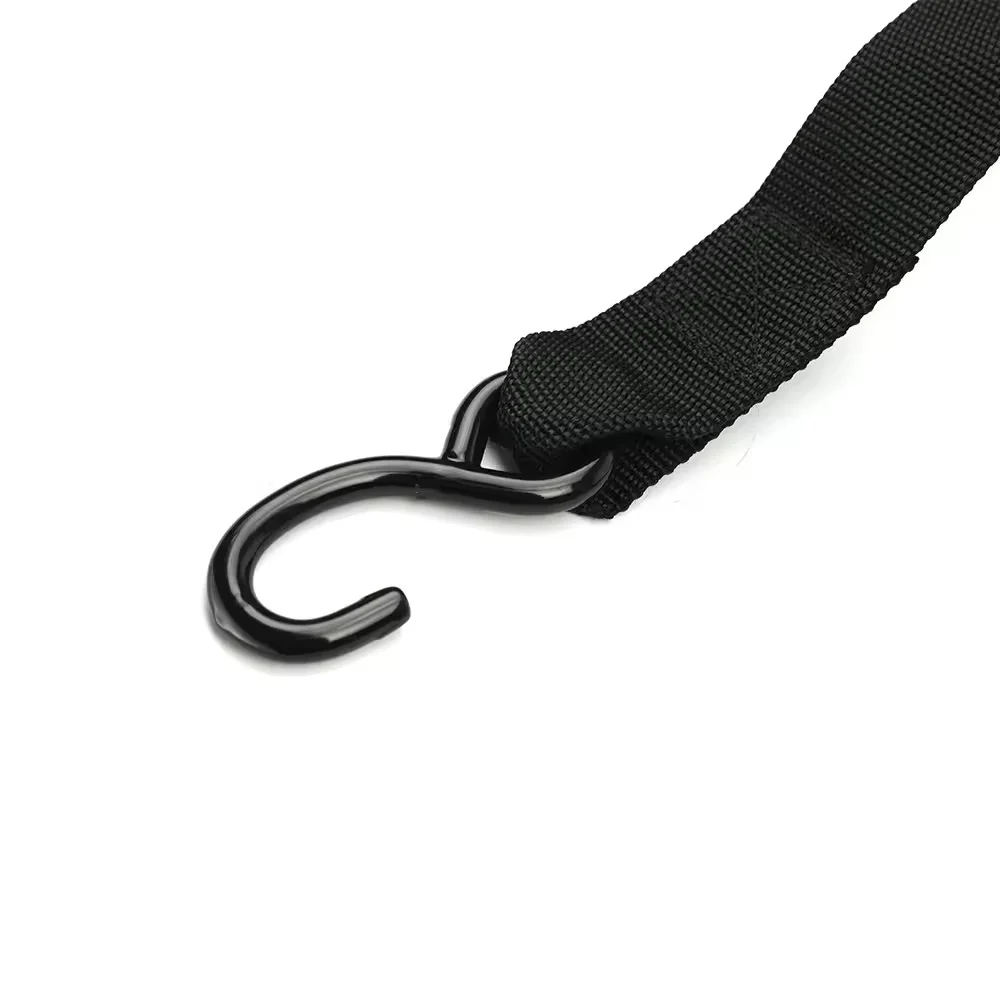 Tie fastening with ratchet bow and stern strap for kayaks and canoes