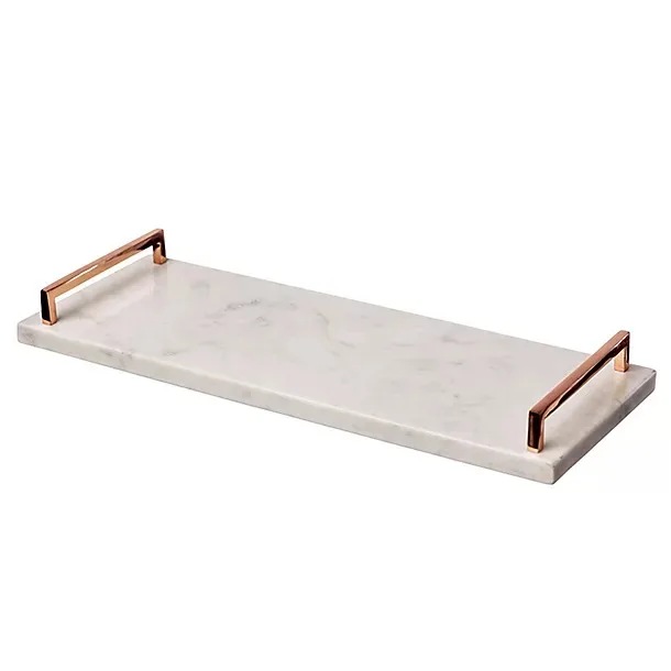 Elegant Customized Handmade Marble Serving Tray -Stylish, Eco-Friendly, Indian Craftsmanship, Exclusive Marble Platter Dish