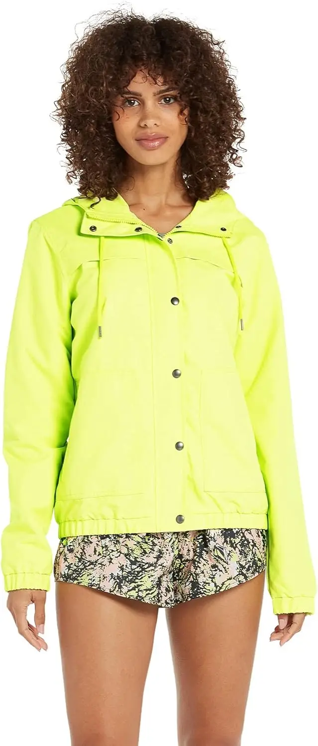 Womens Enemy Stone Hooded Zip Front Windbreaker Jacket