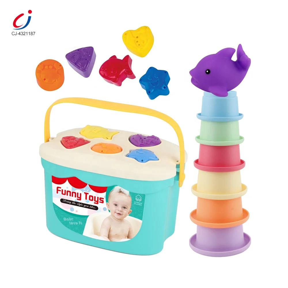 Chengji stacking and nesting toys toddlers montessori early development shape sorting set baby bath toys stacking cup
