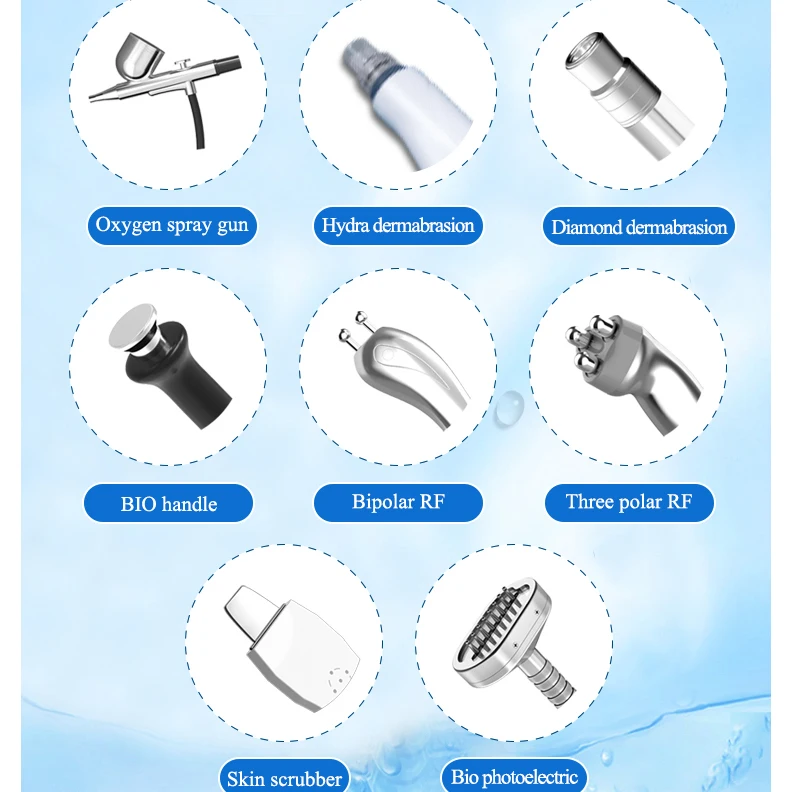 Face massager hydra beauty vaccum handle hydro 8 in 1facial machine home use beauty equipment diamond dermabrasion for salon