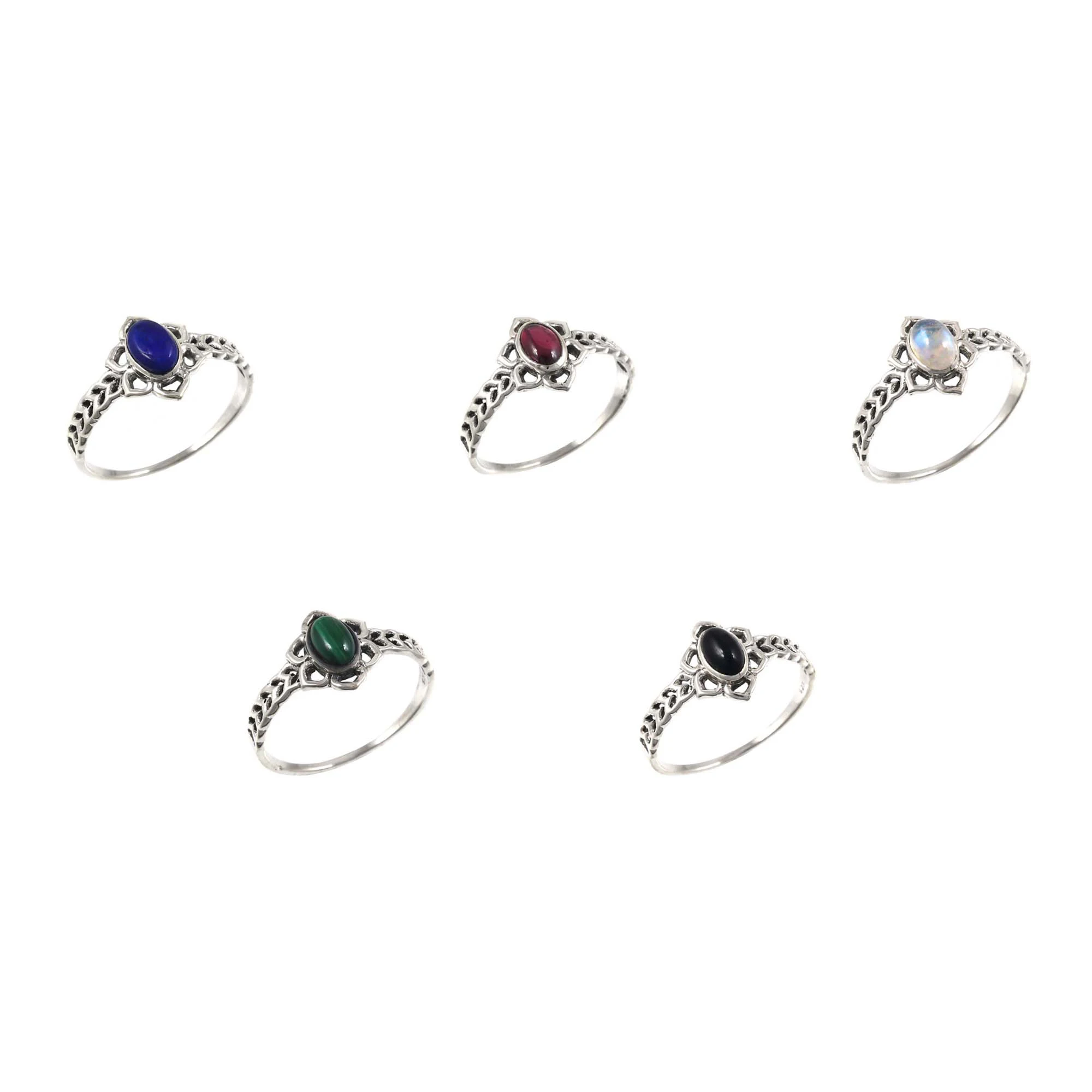 Lil Flower Silver Plated Jewelry Ring Garnet and Diamond Studded for Weddings and Parties Wholesale Available