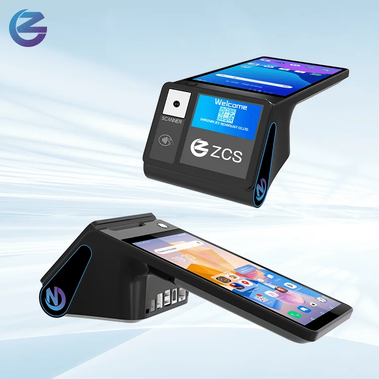 Z108 портативный Android POS терминал с 8-дюймовым двойным экраном NFC Reader и четырехъядерным процессором