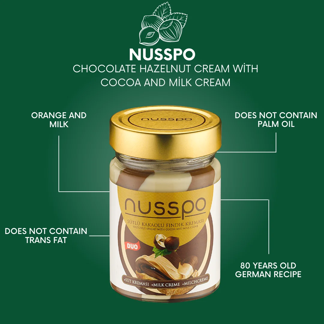 Nusspo 350 гр Duo фундука крем с какао и молока оптовая продажа ISO-HALAL-KOSHER Сертифицированный турецкий