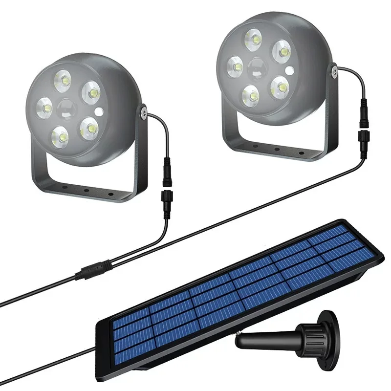 LED Solar Outdoor Lights with Motion Sensor Super Bright  Double-headed High Power Spotlight