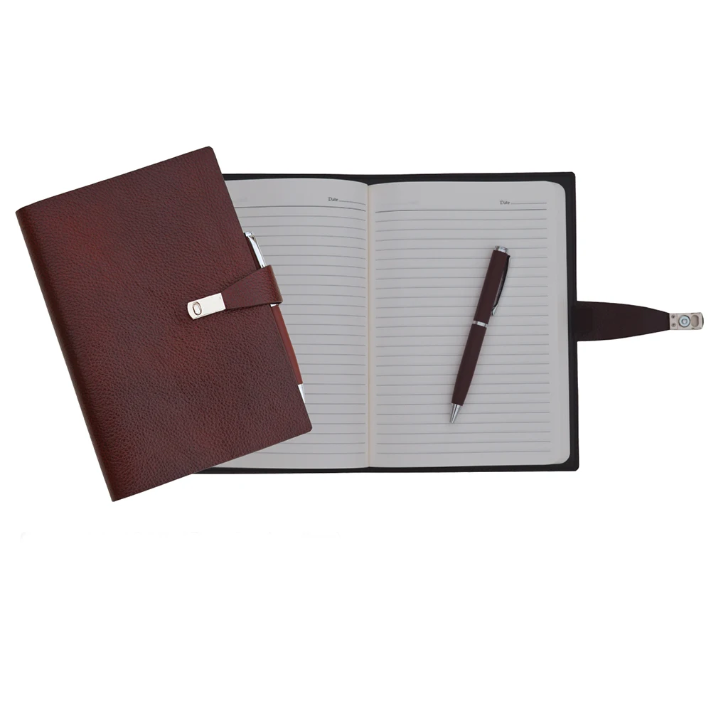 Executive Notepad Notebook Undated Organiser with pen and USB Metal Drive Case  memory chip 8 /16/32GB Notebook With Usb Drive