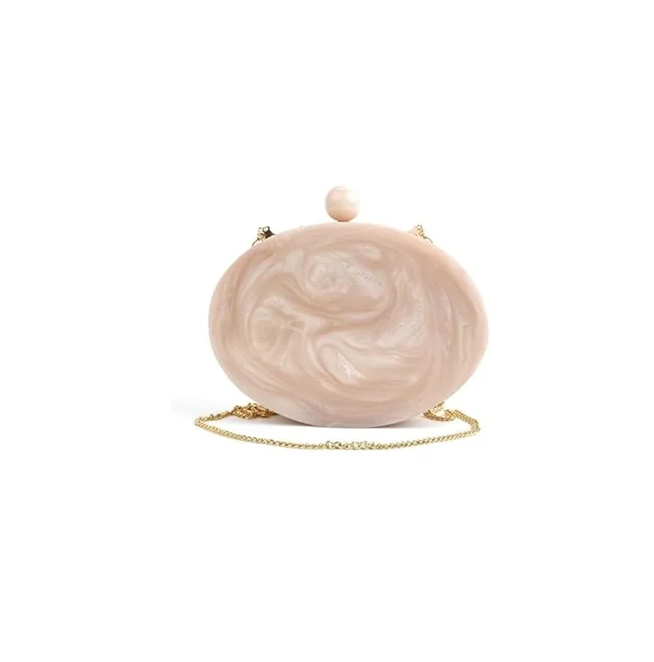 Epoxy Resin clutch bag Resin clutch handbag resin bag for women for off white color brass chain with knob design