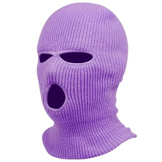 Custom Budget Plain Knitted Full Face Cover Blank Skimask 3 Hole Winter Hat Ski Mask Balaclava