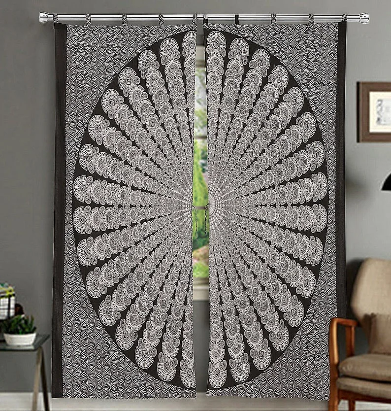 Handmade Mandala Printed Throw Curtain For Home Decor Widow Door Valence Tapestry Living Room Decor Curtain