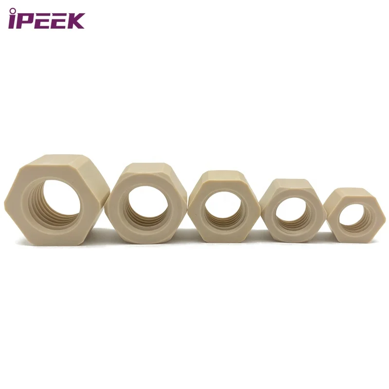 Stock Variety Size Virgin Material Thin Thick PEEK Screw Hex Nut