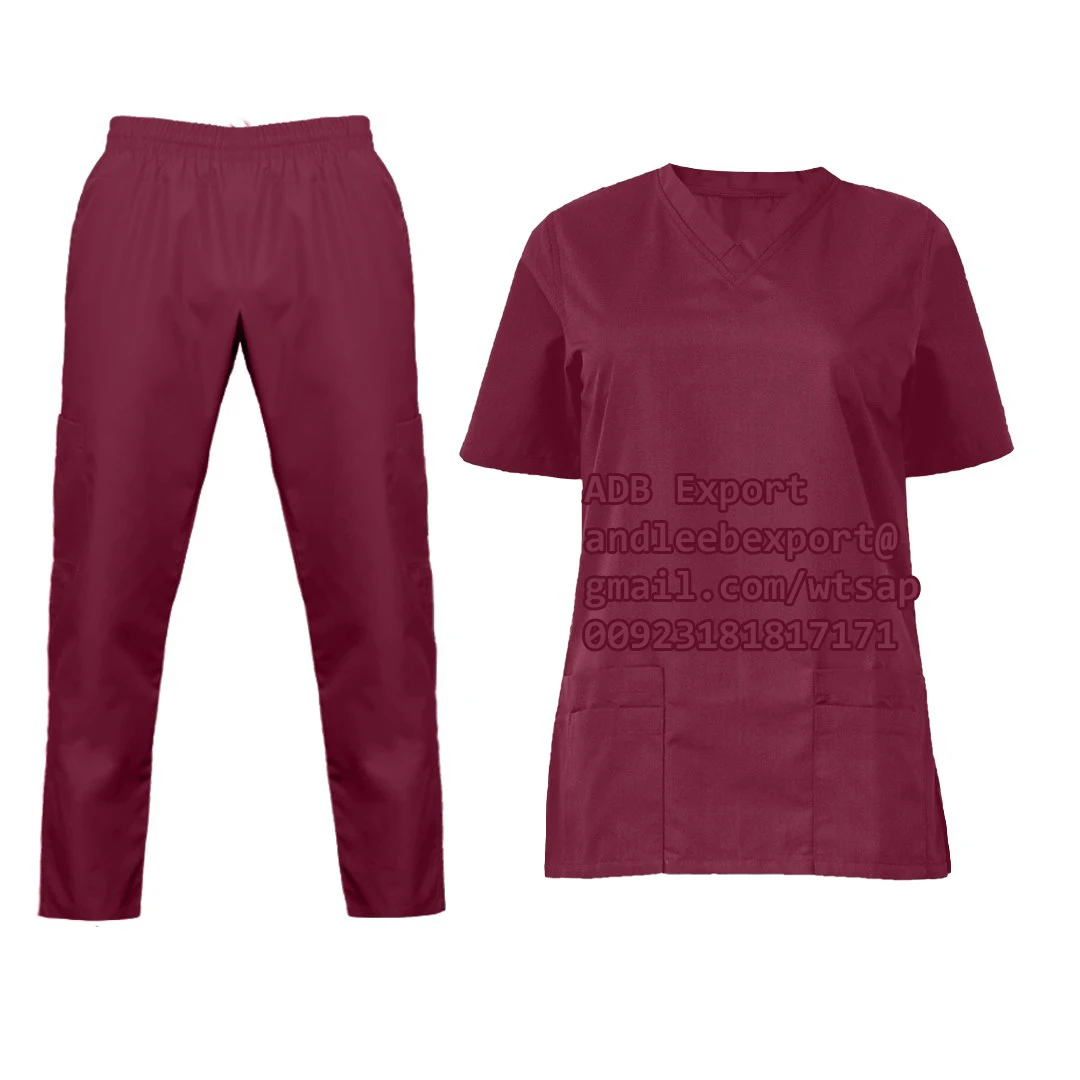 Best Selling New Style Unisex V-Neck Medical Scrubs Set 3XL Size Hospital Gown Stretchy Surgical Uniforms for Nurses Patients