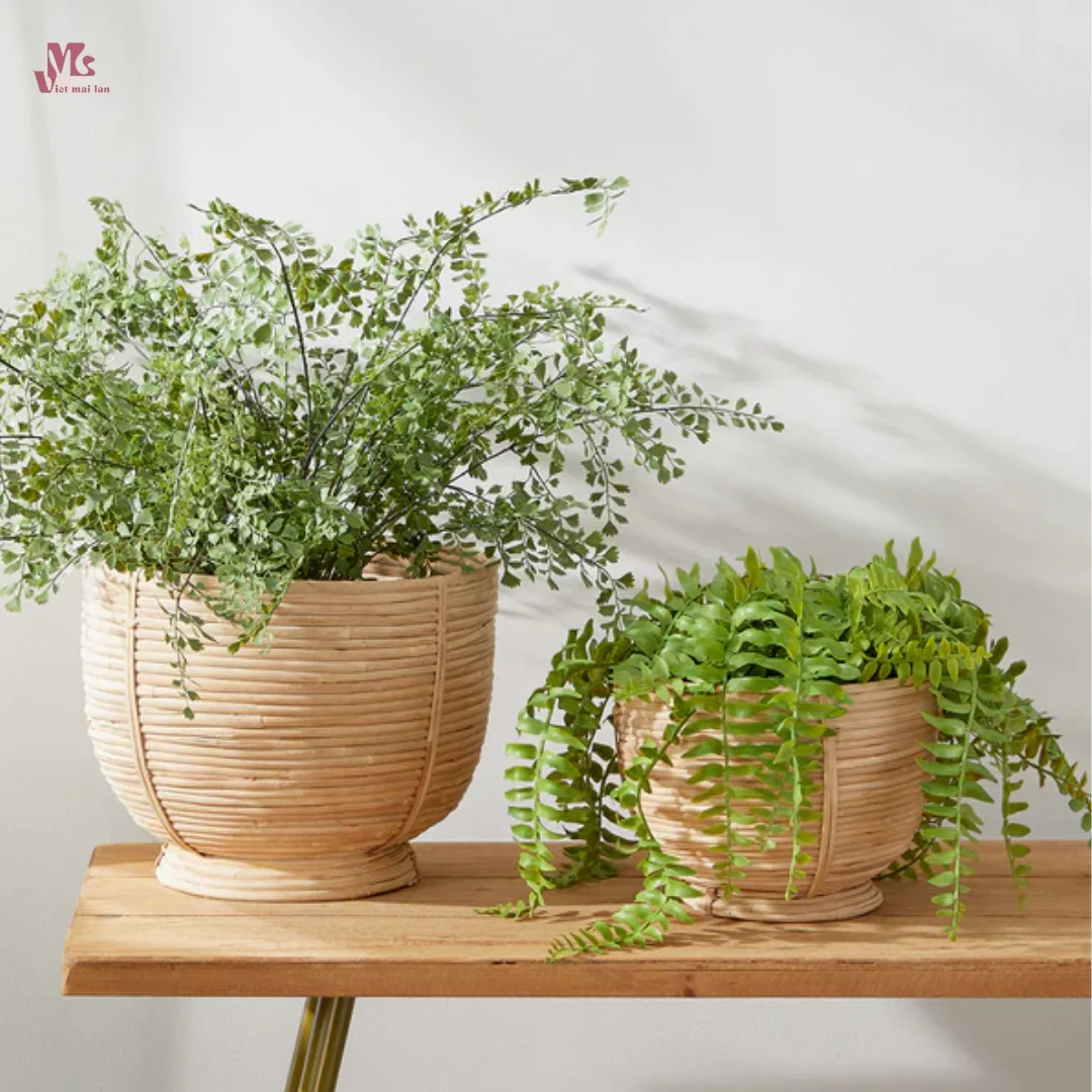 wholesale woven rattan flowerpot handmade stackable planter flower pots & planters Made in Vietnam