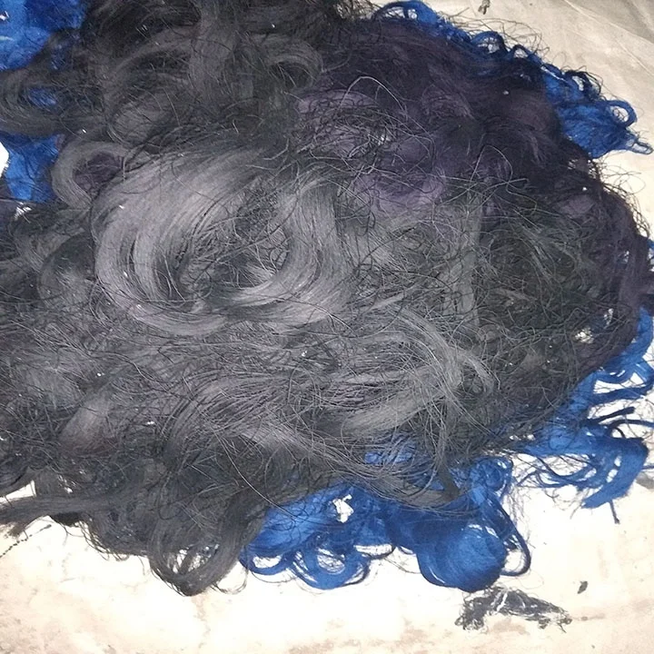 DENIM SIZING YARN WASTE BLUE & BLACK 100% COTTON SIZING FROM BANGLADESH  BEST QUALITY TEXTILE LONG SIZING HARD WASTE FOR RECYCLE