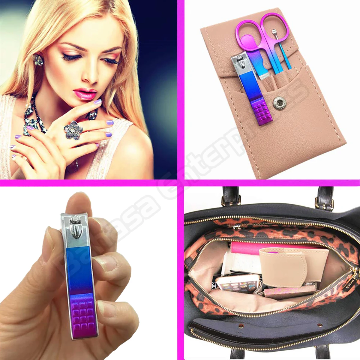 High Quality 4 piece Manicure Pedicure Grooming Kit Set for Professional Wholesale Finger & Toe Nail Care File Cuter Kit