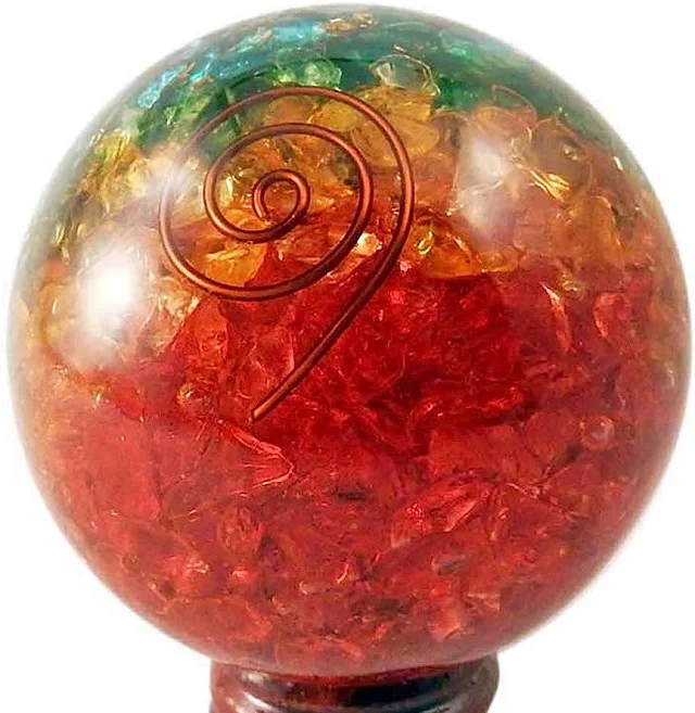 Wholesale Orgone Seven Chakara Ball Sphere Orgonite Healing Sphere Wholesale Gemstone Balls 65mm Orgone Ball Sphere