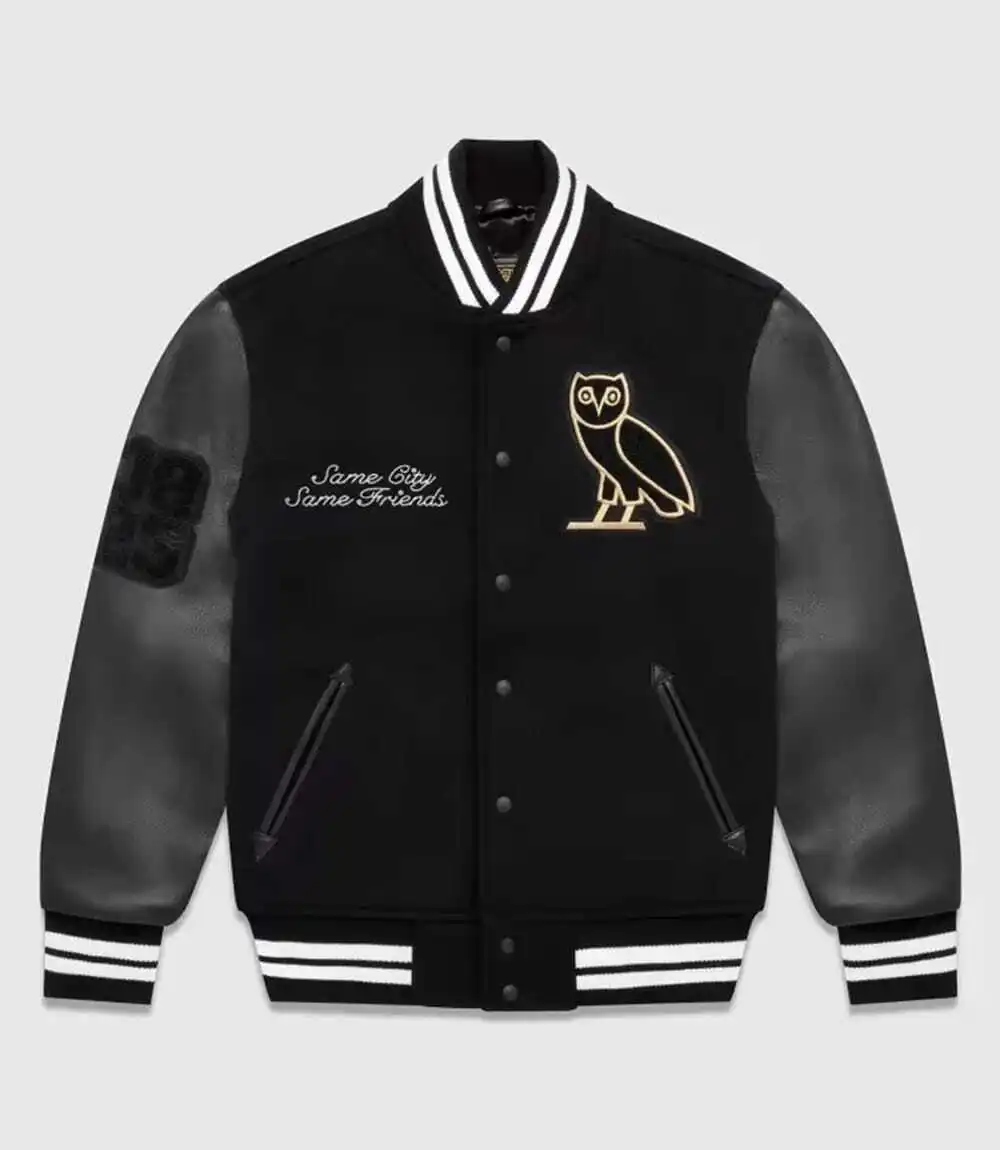 New Ovo Collegiate Varsity Wool Jacket With Leather Sleeves Jacket 2024
