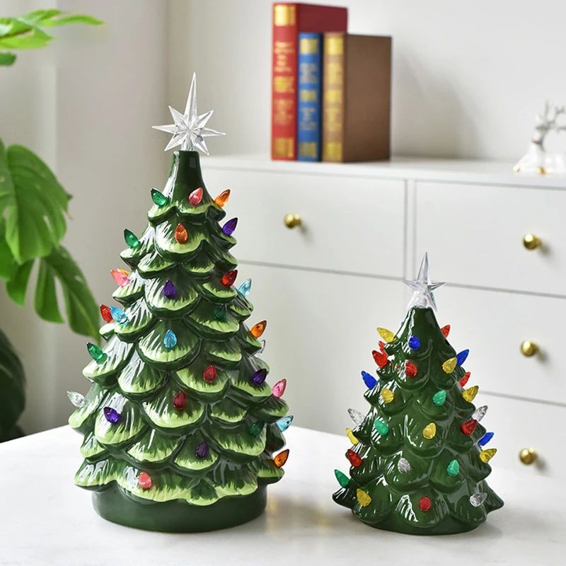 Holiday Decoration Green Ceramic Christmas Lighting Tree