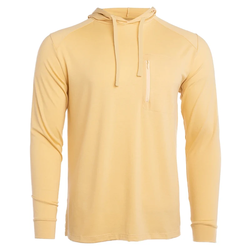 wholesale custom Lightweight Bamboo Hood with Drawstrings print logo pocket with zipper autumn outdoor clothes for man