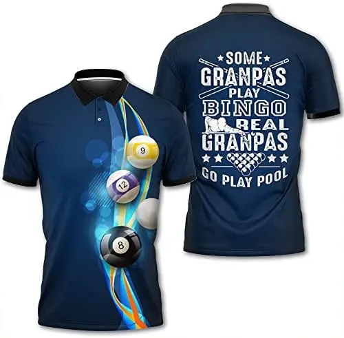 Snooker Pool Billiards Shirt 8 Ball - Mens Polo Shirts for Playing Pool Shirts for Men Billiards Tshirts Series 02