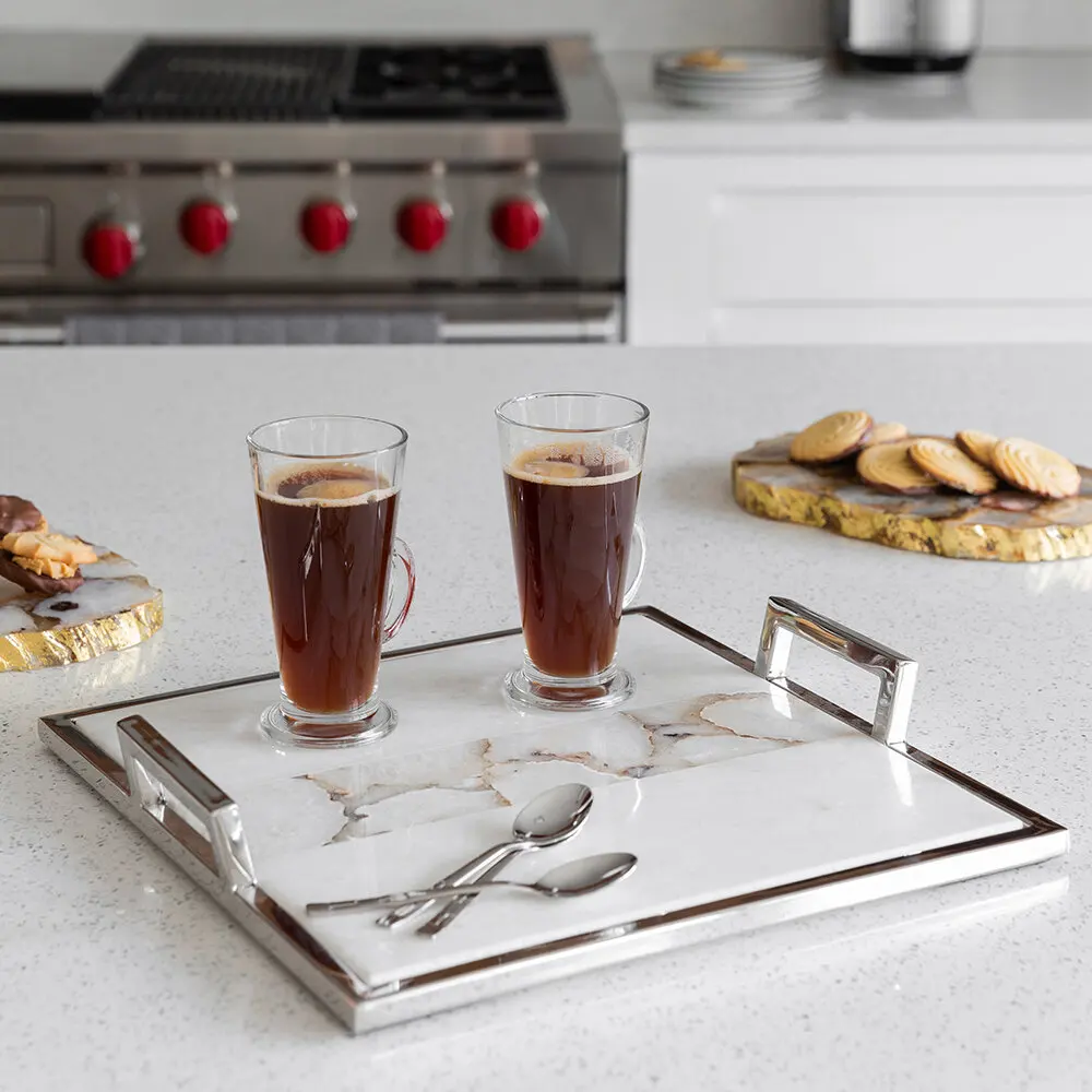 Agate Stripe Tray with Handles
