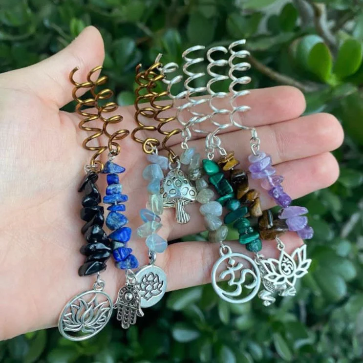 2023 New Arrival Hippie Charms Quartz Hair Accessories Wire Wrapped Hair Twists With Crystals