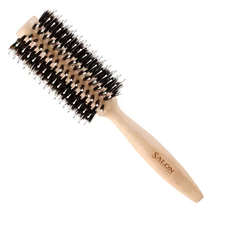 Customized Round Beech Wood Detangling Comb Beauty Hair Brush Tool