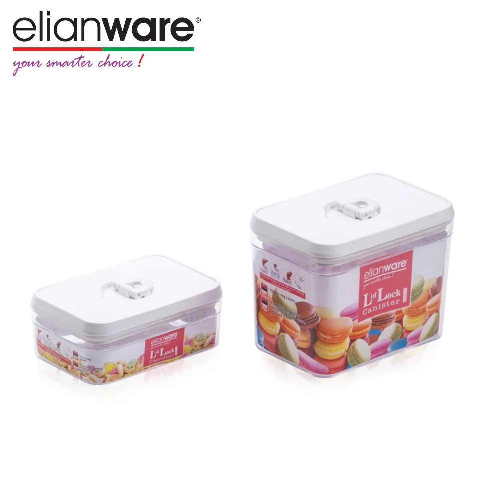 Elianware Airtight Plastic Container Multipurpose Food Storage Canister with Rectangular Lid for Kitchen Use Coffee Storage