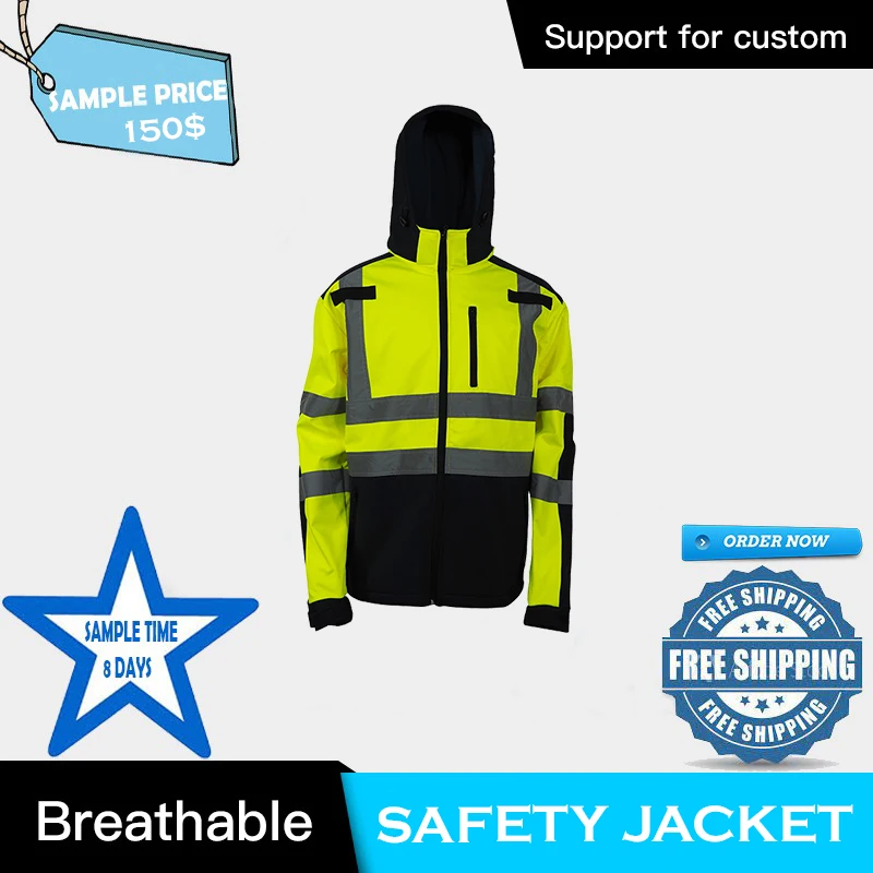 hi vis safety jacket long sleeve 100% waterproof antistatic  hexaplus rain gear high quality thick material reflector jackets