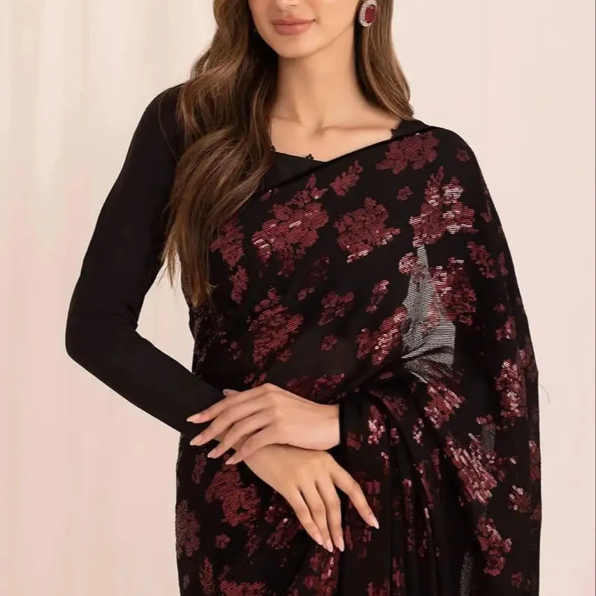 Indian Traditional Fashionable Clothing Pure Party Wear Sarees With Blouse Piece For Pretty Girls at factory price