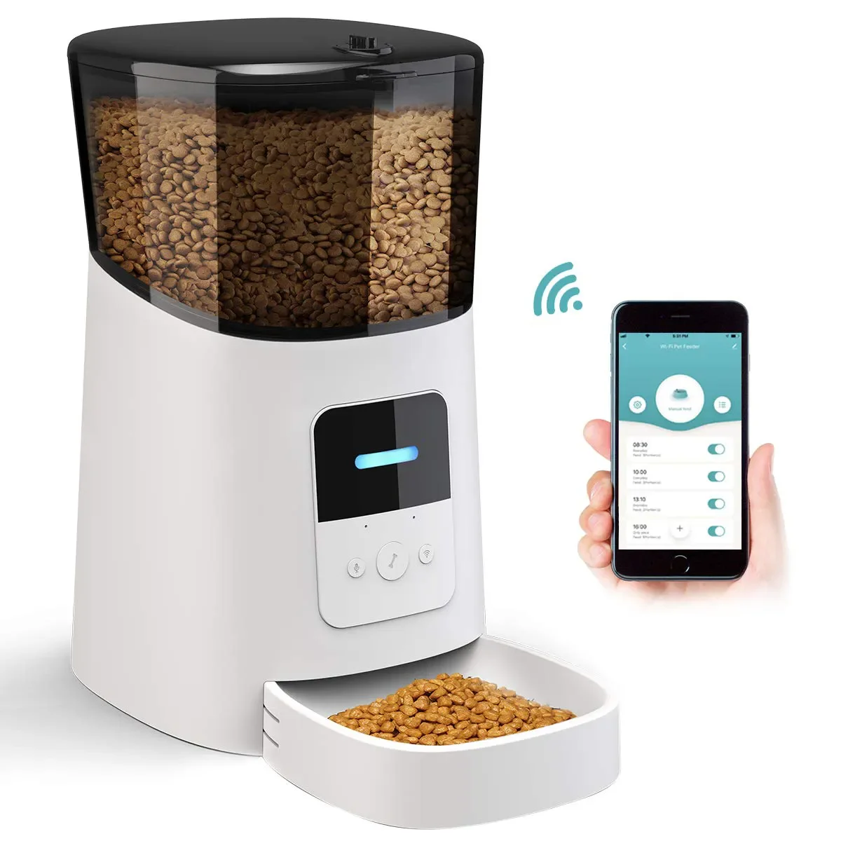 2024 New APP Control  6L Automatic Cat Feeder,Wi-Fi Enabled Smart Pet Feeder for Cats and Dogs, Automatic Cat Dog Feeder  Wifi
