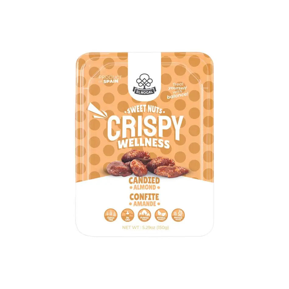 Засахаренный испанский миндаль премиум-класса-поднос со сладкими орехами для неотразимо восхитительного сладкого перекуса