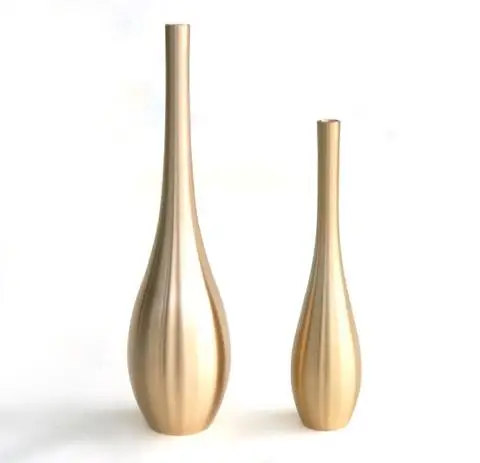 Oveal Modern Design Metal Flower Vase 2-Tone Finished Luxury Tabletop Decor for Home Office or Living Room Use