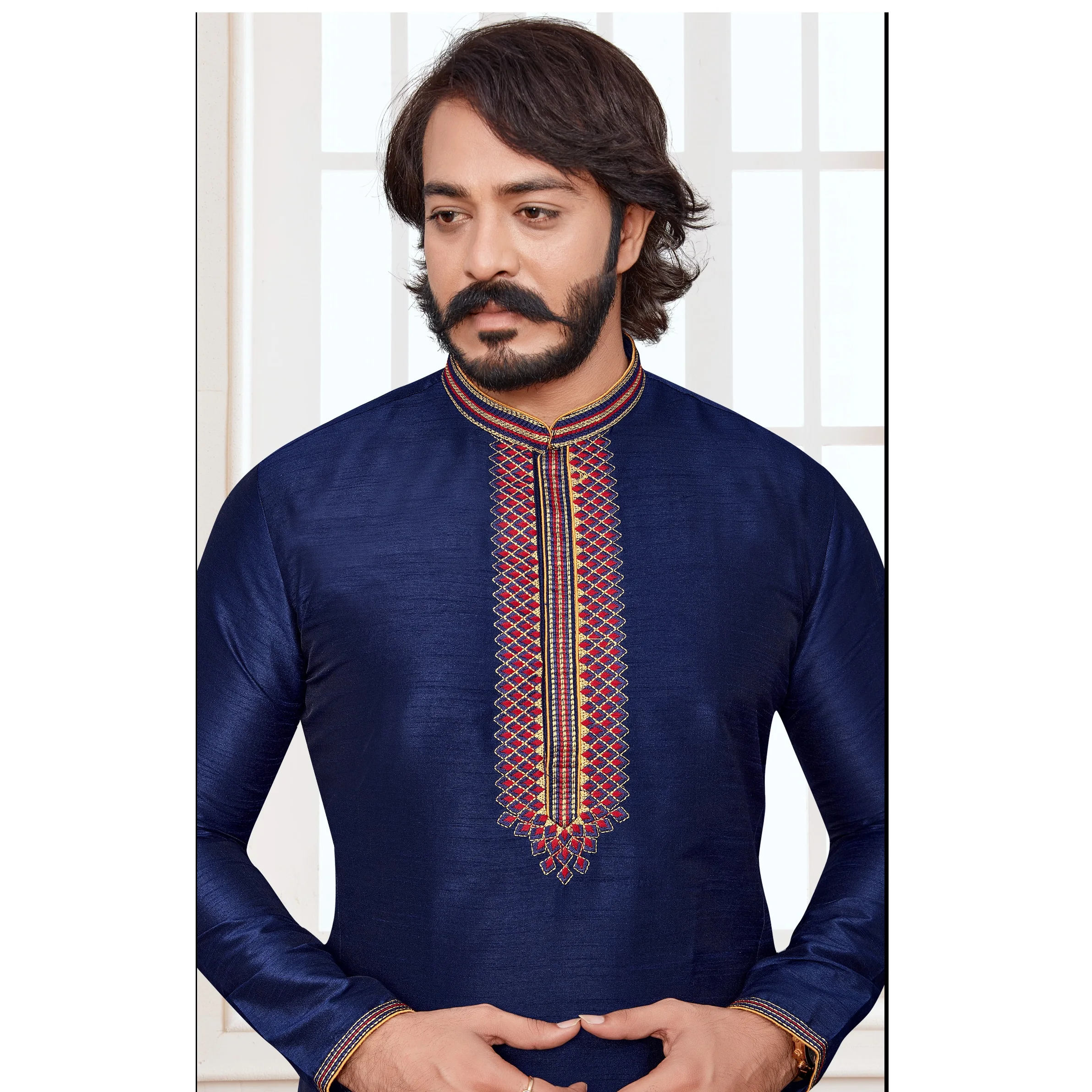 Синий Mehndi Kurta/современный Shalwar Kameez/новейший дизайнер Kurta Мужчины Красивый дизайн платье Eid низкая цена